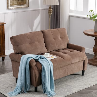 Modern Fabric Loveseat with Wood Leg