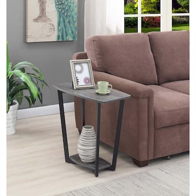 Rustic Industrial End Table with Open Bottom Shelf, Powder Coated Metal Frame and Spacious Modern Display Surface - 23.75