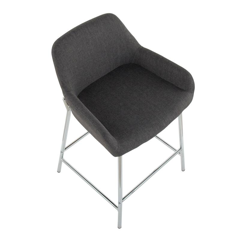 Silver Orchid Galotti Chrome Fixed-Height Upholstered Counter Stool - Set of 2