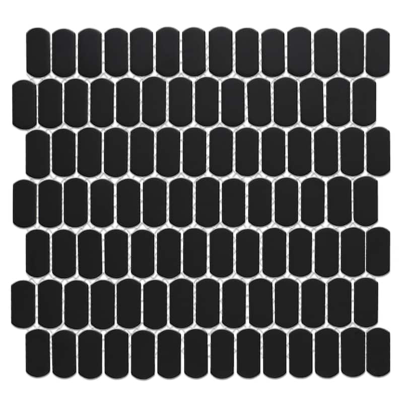 Merola Tile Hudson Capsule Matte Black 12-1/4" x 13-1/8" Porcelain Mosaic Floor and Wall Tile