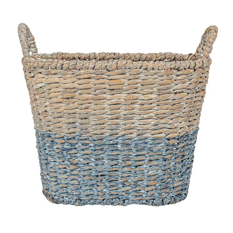 Various Woven Water Hyacinth and Rattan Dip Dyed Baskets, Set of 5 - 22.0"L x 16.0"W x 18.5"H