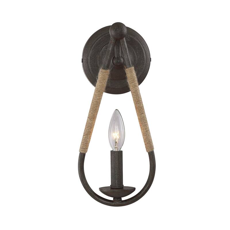 Trade Winds Lighting 1-Light Wall Sconce In Rusty Nail - Rusty Nail/Rope Accents
