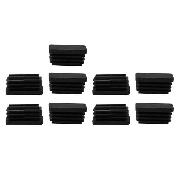 Shop 9pcs Plastic Rectangle 13 X 38mm Ribbed Tube Inserts Pipe Tubing End Cover Caps Furniture Glide Table Feet Floor Protector Black Overstock 28955219