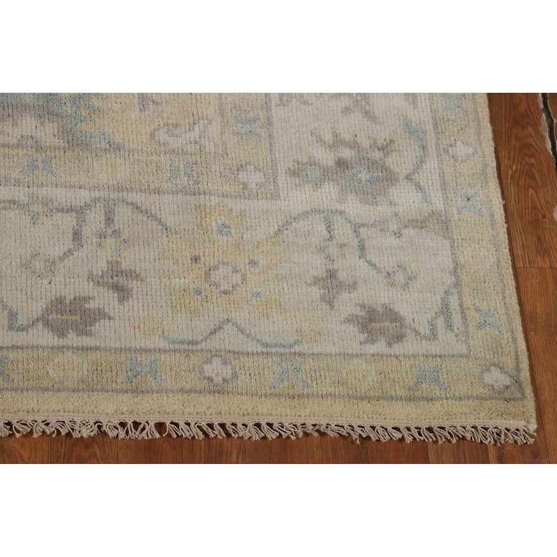Earth Tone Oushak Indian Area Rug Handmade Bedroom Wool Carpet - 6'2" x 8'8"