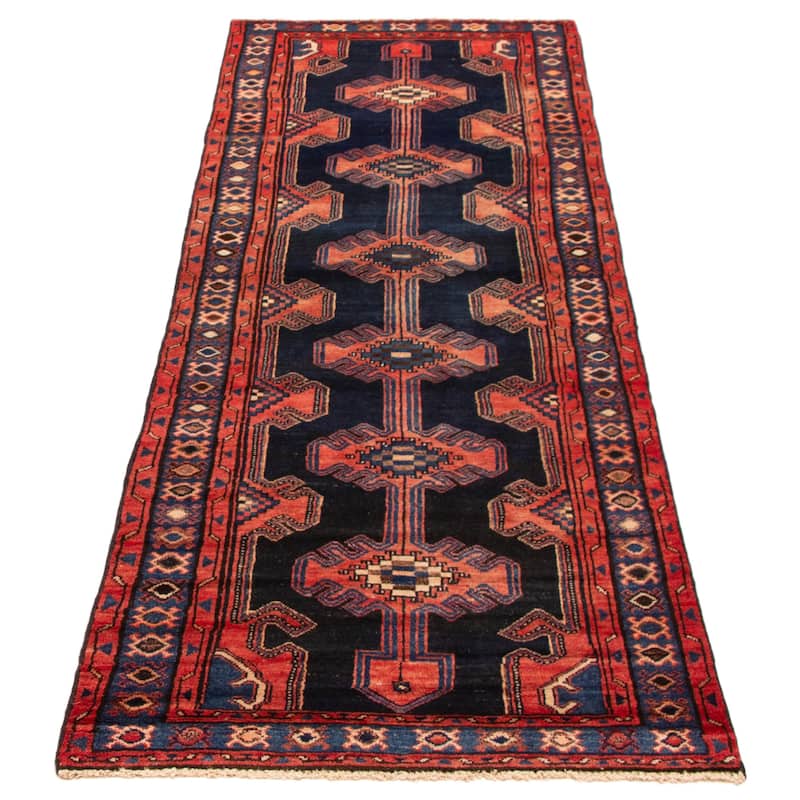 ECARPETGALLERY Hand-knotted Andelz Dark Navy Wool Rug - 3'5 x 9'8