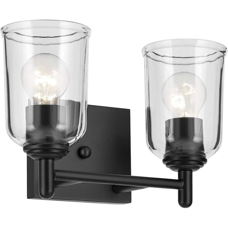 Kichler Shailene 12.5" Wide 2 Light Bathroom Vanity Light - Black / Clear