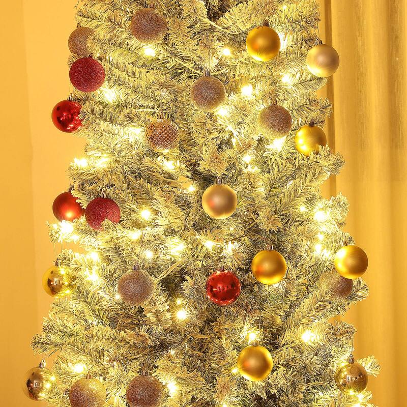 Green Plastic Steel Pencil Christmas Tree with LED Lights and Remote