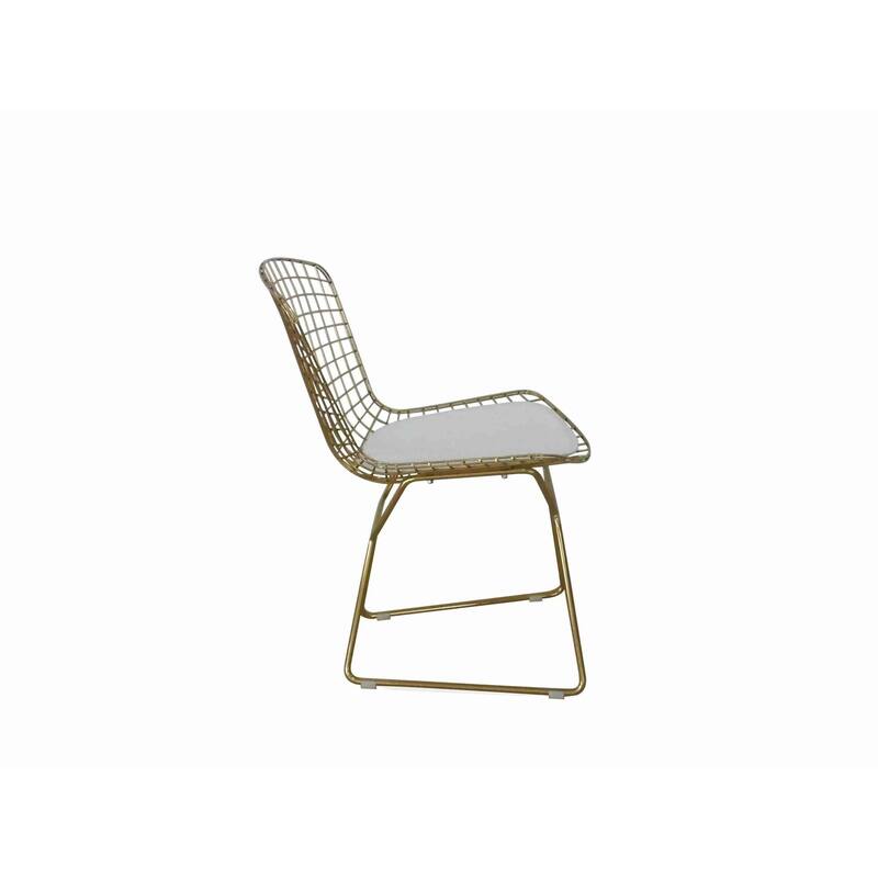 Gold and White/Black Faux Leather Upholstered Metal Frame Dining Chair, Set of 2, Sturdy Dining Chair for Dining Rooms - 19.5