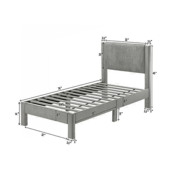 Modern Plush Upholstered Platform Bed for Youth, Comfortable and Stylish