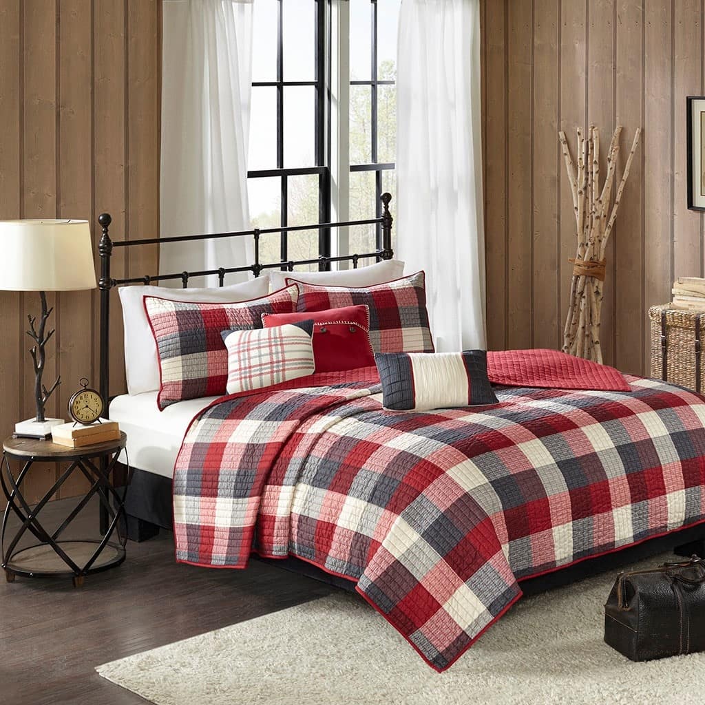 GDF Studio - Ridge Printed Herringbone Reversible Quilt Set with Throw Pillows
