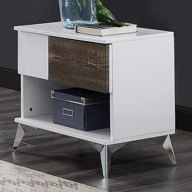 Lennette Contemporary White 22-inch Wood 1-Shelf Side Table by Furniture of America (Set of 2)
