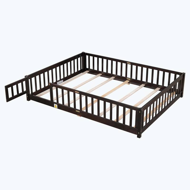 Durable Floor Platform Bed with Fence