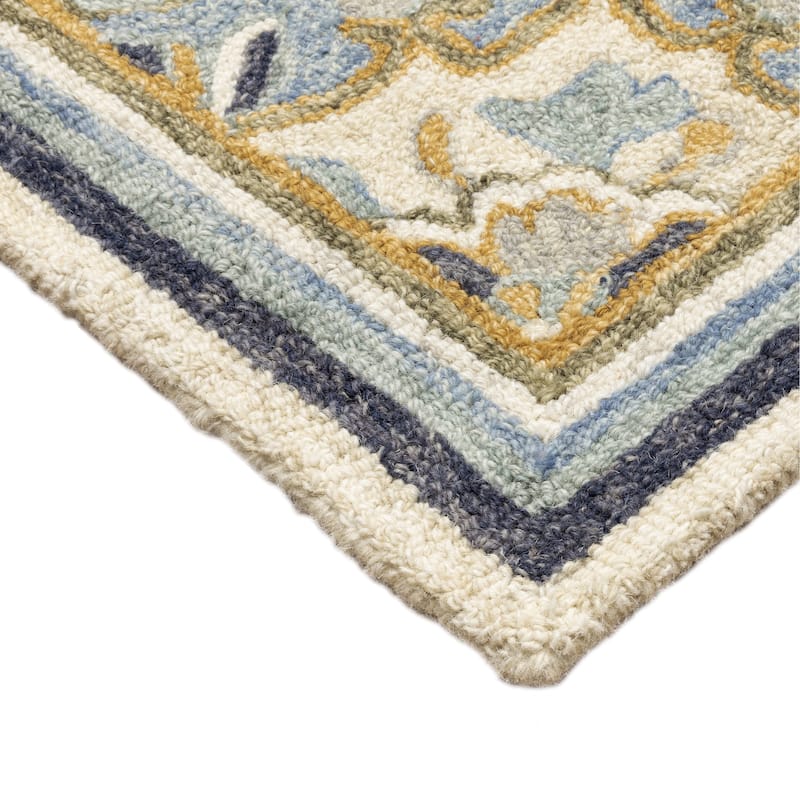Style Haven Ava Hand-tufted Wool Loop-pile Vintage Medallion Blue/Cream Area Rug