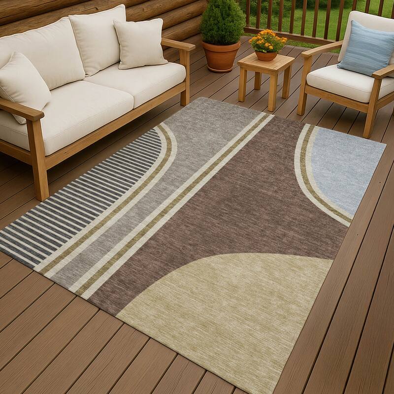 Machine Washable Indoor/ Outdoor Contemporary Keely Chantille Rug