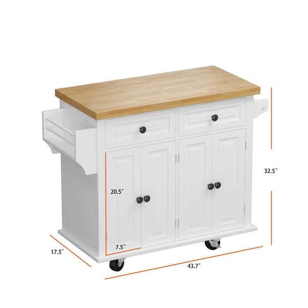 Kitchen Island Cart with 2 Storage and 2 Locking Wheels, 4