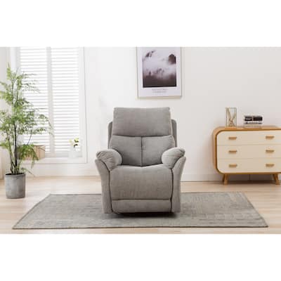 Silver Chenille Glides Swivel Rocker Recliner Chair, Adjustable Manual Reclining, Thick Cushions and Soft Armrests