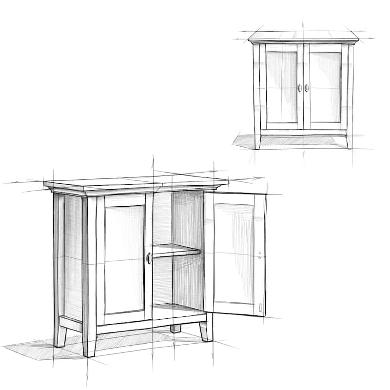 WYNDENHALL Mansfield SOLID WOOD 32 inch Wide Transitional Low Storage Cabinet - 32"w x 14"d x 31"h