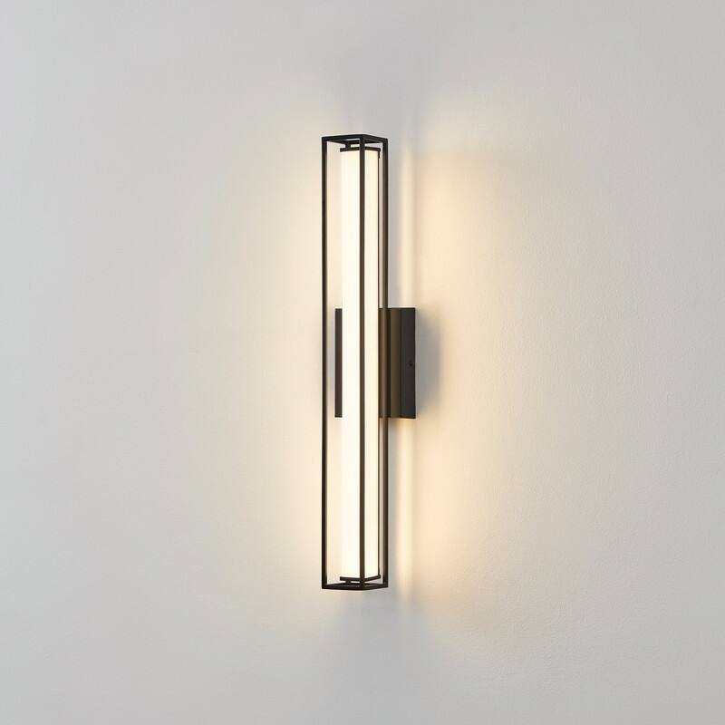 KAWOTI Geometric LED Vanity Light with Frosted Acrylic Shade - W24" x E4" x H4.25"