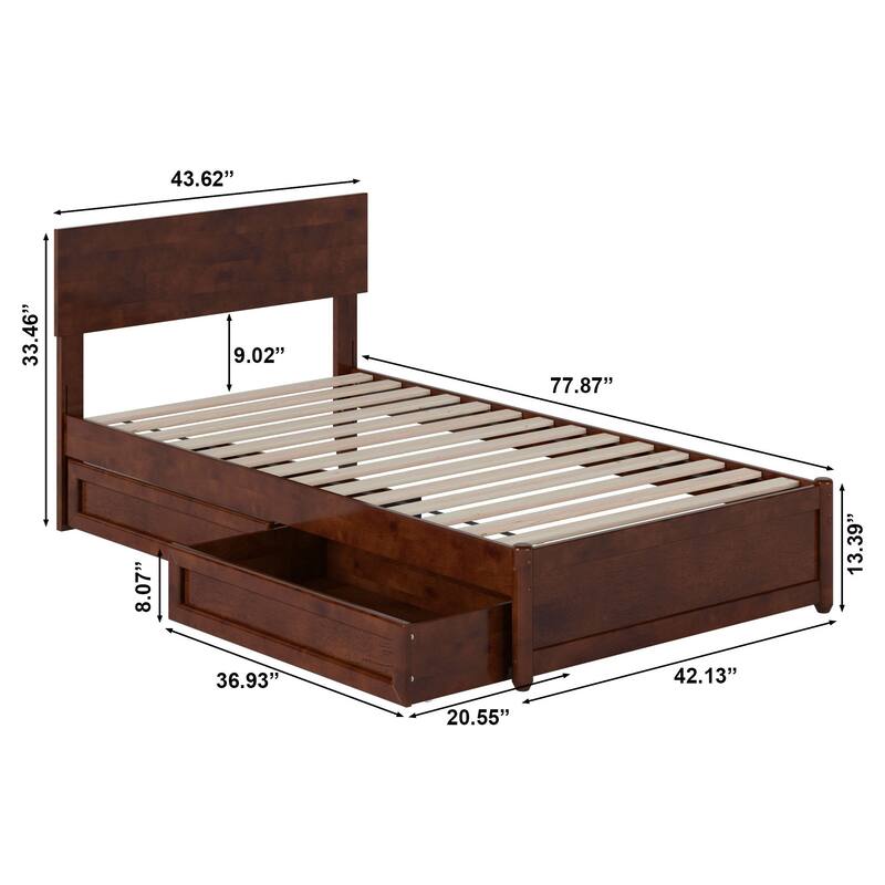 Wesley Platform Bed with Panel Footboard and Storage Drawers