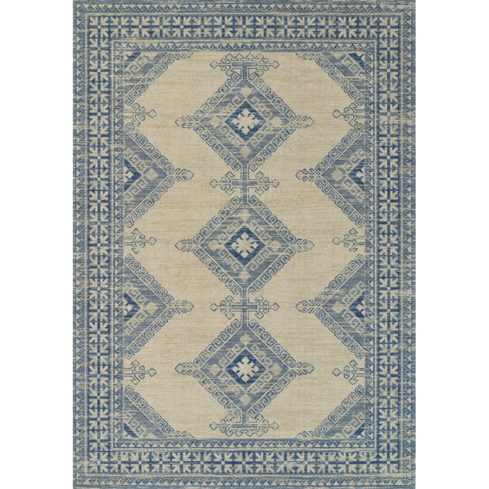 Momeni Anatolia Medallion Wool and Nylon Blue Area Rug