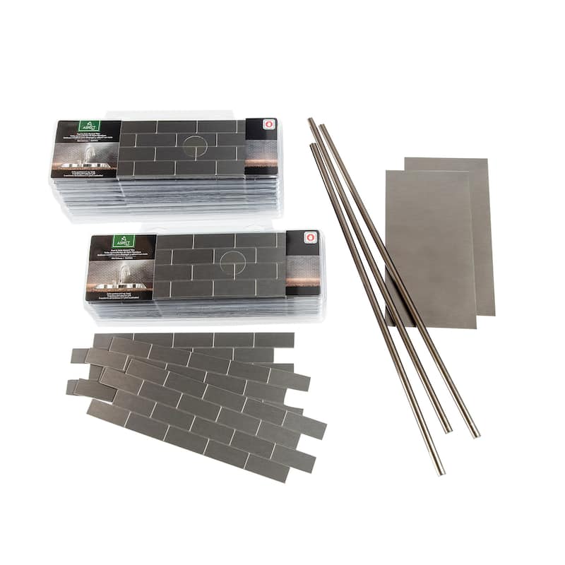 Aspect 12x4-inch Subway Stainless Matted Metal 15-Square Foot Kit - 15 sq ft kit