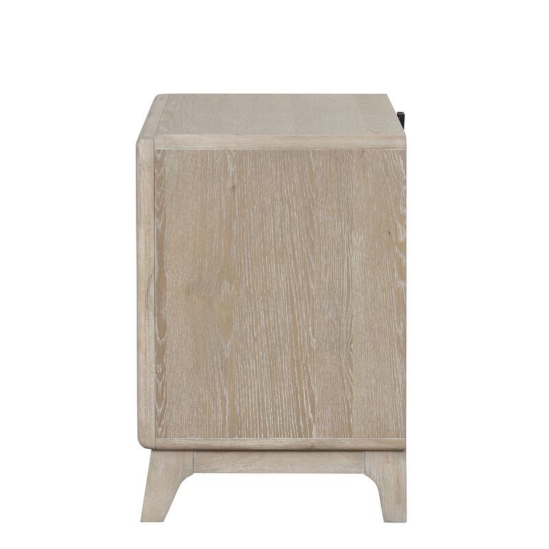 Transitional Nightstand - Oak Finish with Angled Feet & Dovetail Drawers