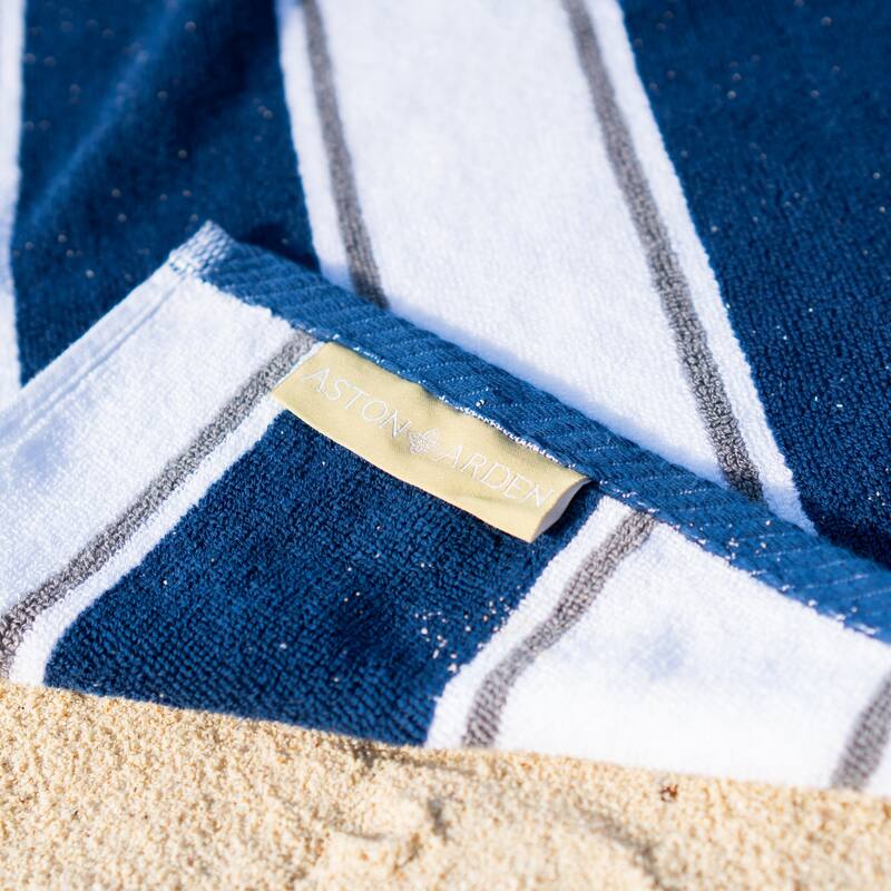 Aston & Arden Oversized Pinstriped Resort Beach Towel - 35x70