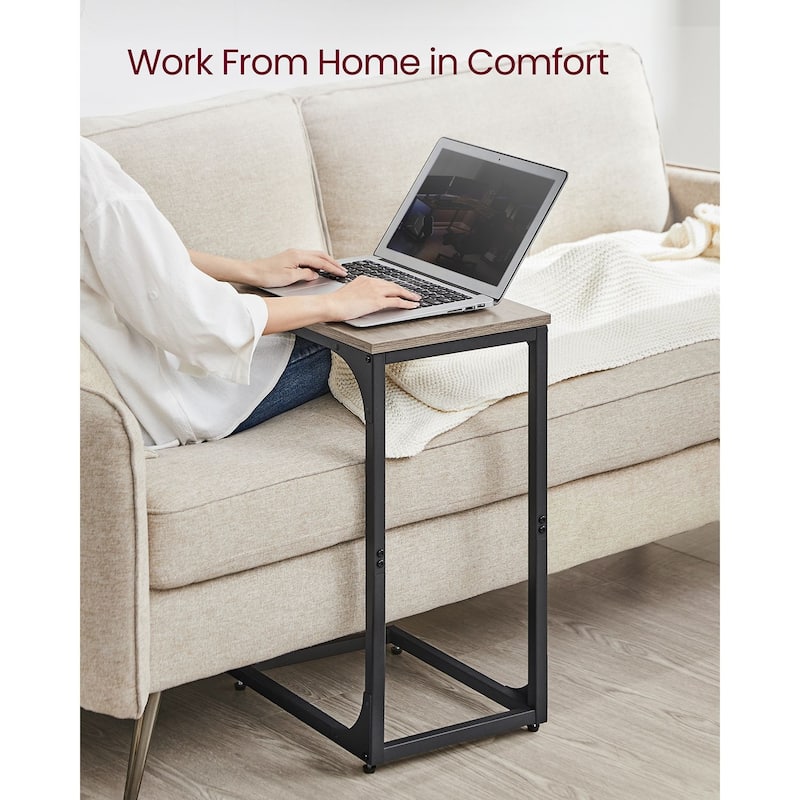 Steel Particleboard C Shaped Side Tables Set of 2 Slim Design for Small Spaces - 15.7" x 11.8" x 24.4"