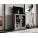preview thumbnail 13 of 35, Palace Imports 100% Solid Wood TV Stand with Clear Glass Doors for TVs up to 32" Gray