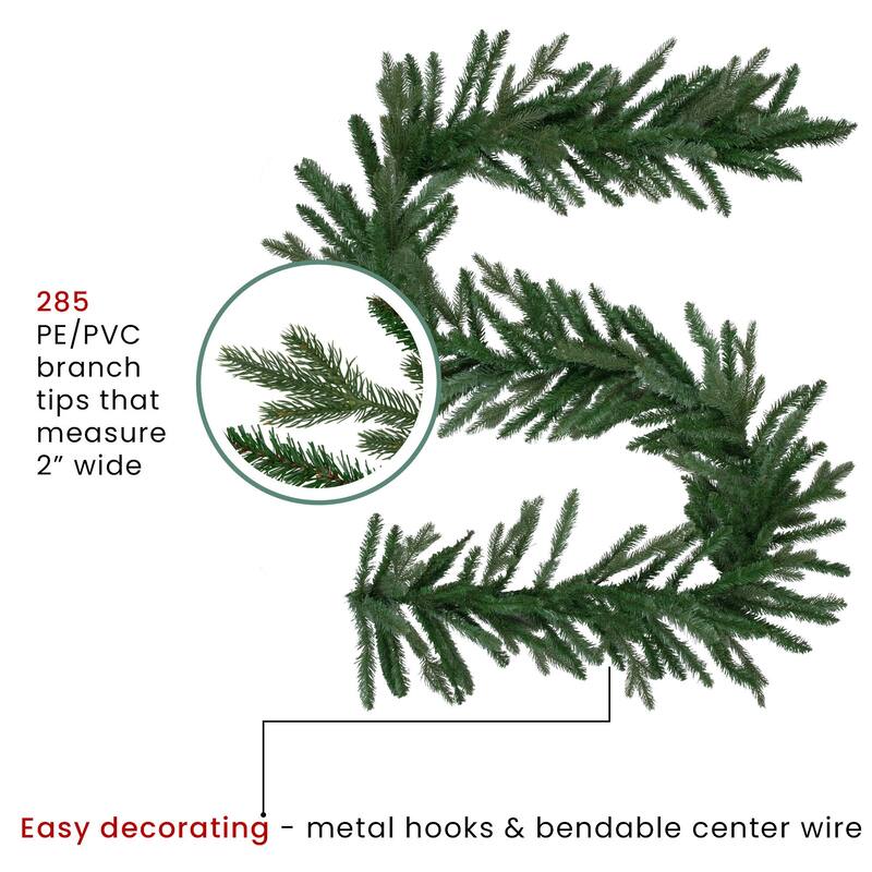real touch™ grande spruce artificial christmas garland unlit 9' x 14"