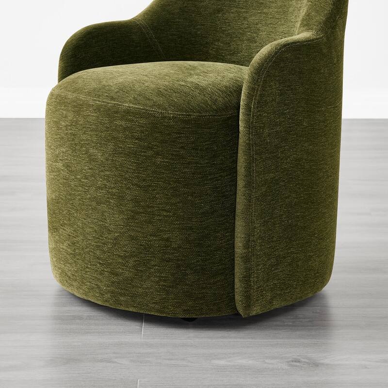 Spruce & Spring Modern Swivel Dining Chair with Hidden Wheels & Arm