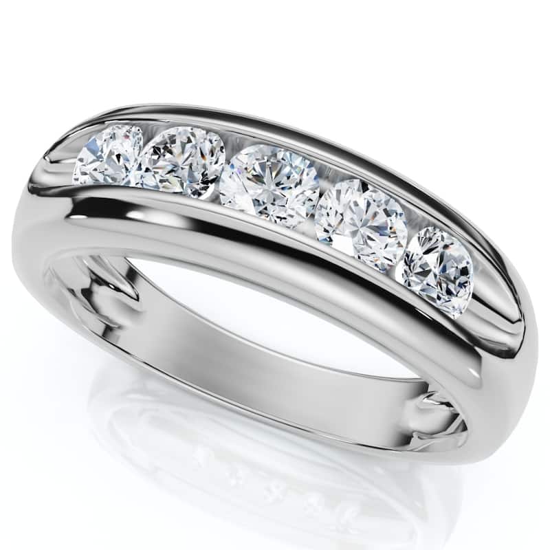 Mens 3/4ct Diamond White Gold Wedding Ring Band New
