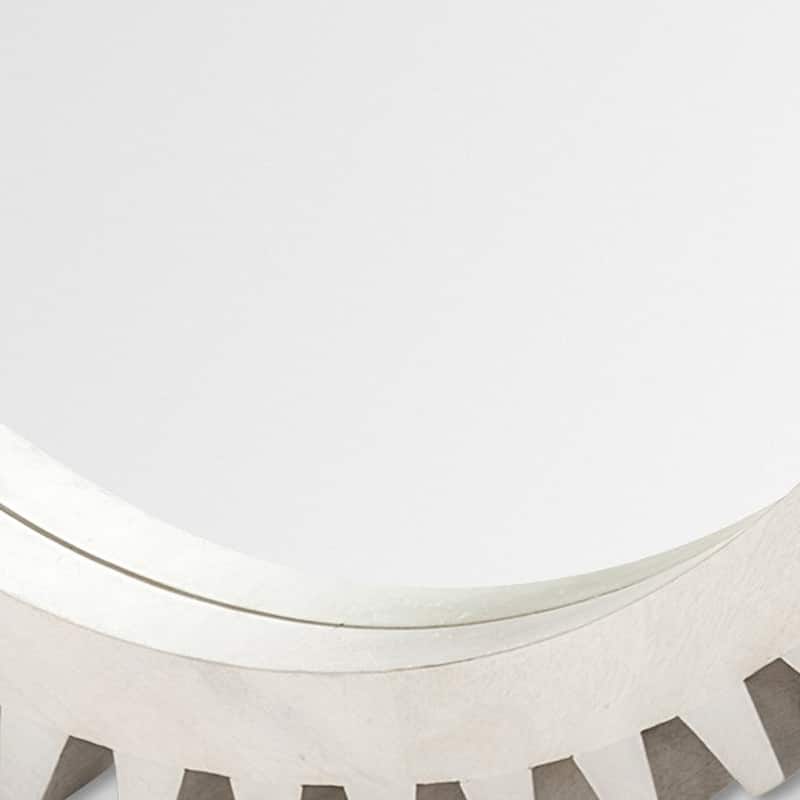 HomeRoots 36" White Abstract Wood Framed Accent Mirror - 35.5' X '35.5' X '3.5