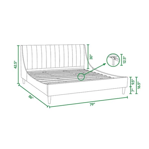 dimension image slide 2 of 23, Aspen Vertical Tufted Upholstered Platform Bed
