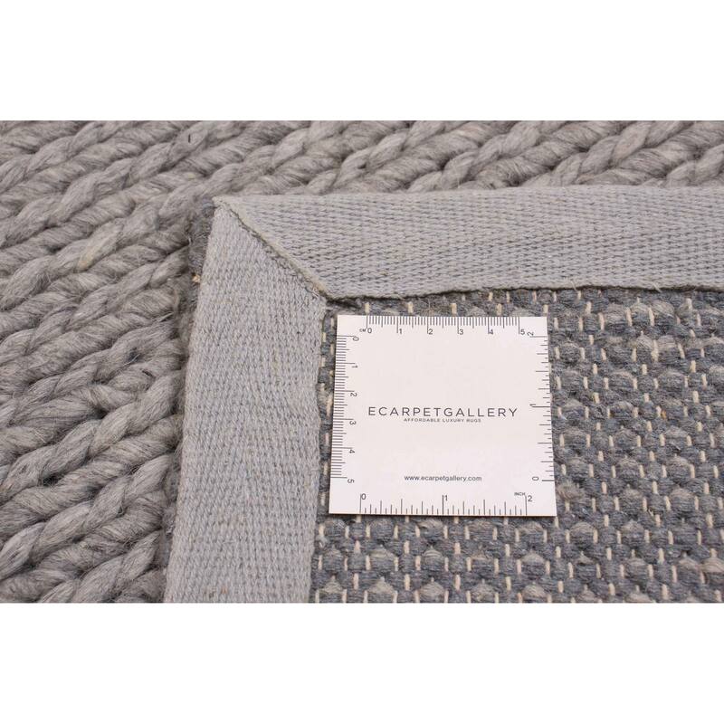 ECARPETGALLERY Braid weave Sienna Grey Wool Rug - 1'11 x 9'3