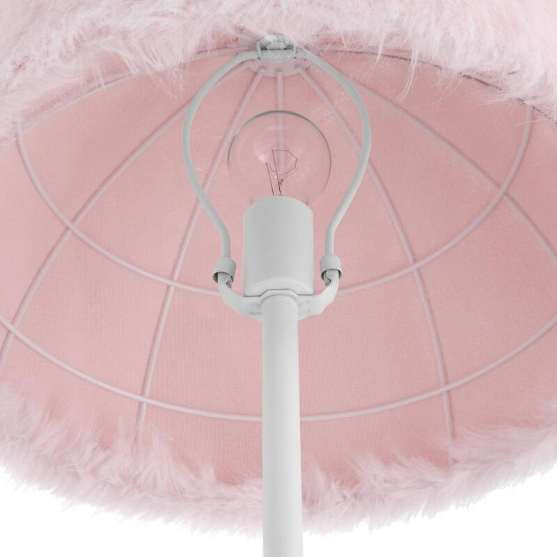 Acroma 63" Blush Pink Feather Floor Lamp with Dome Shade - 1-light