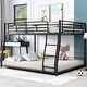 preview thumbnail 14 of 24, Steel Bunk Bed with Ladder and Guardrail Full XL over Queen - Black
