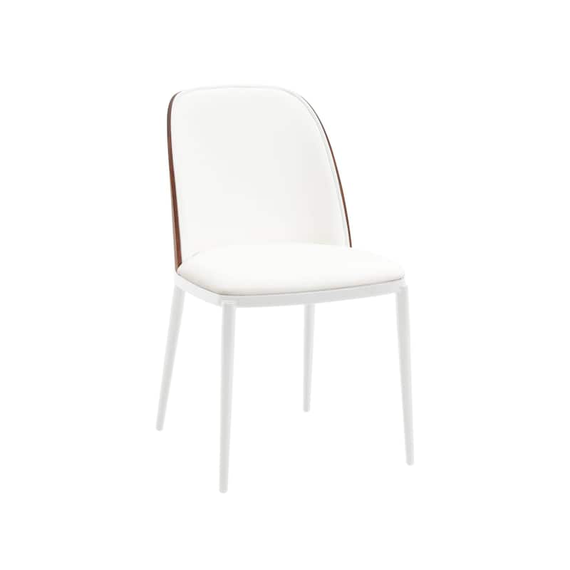 LeisureMod Tule Dining Chair with Upholstered Seat and White Steel Frame