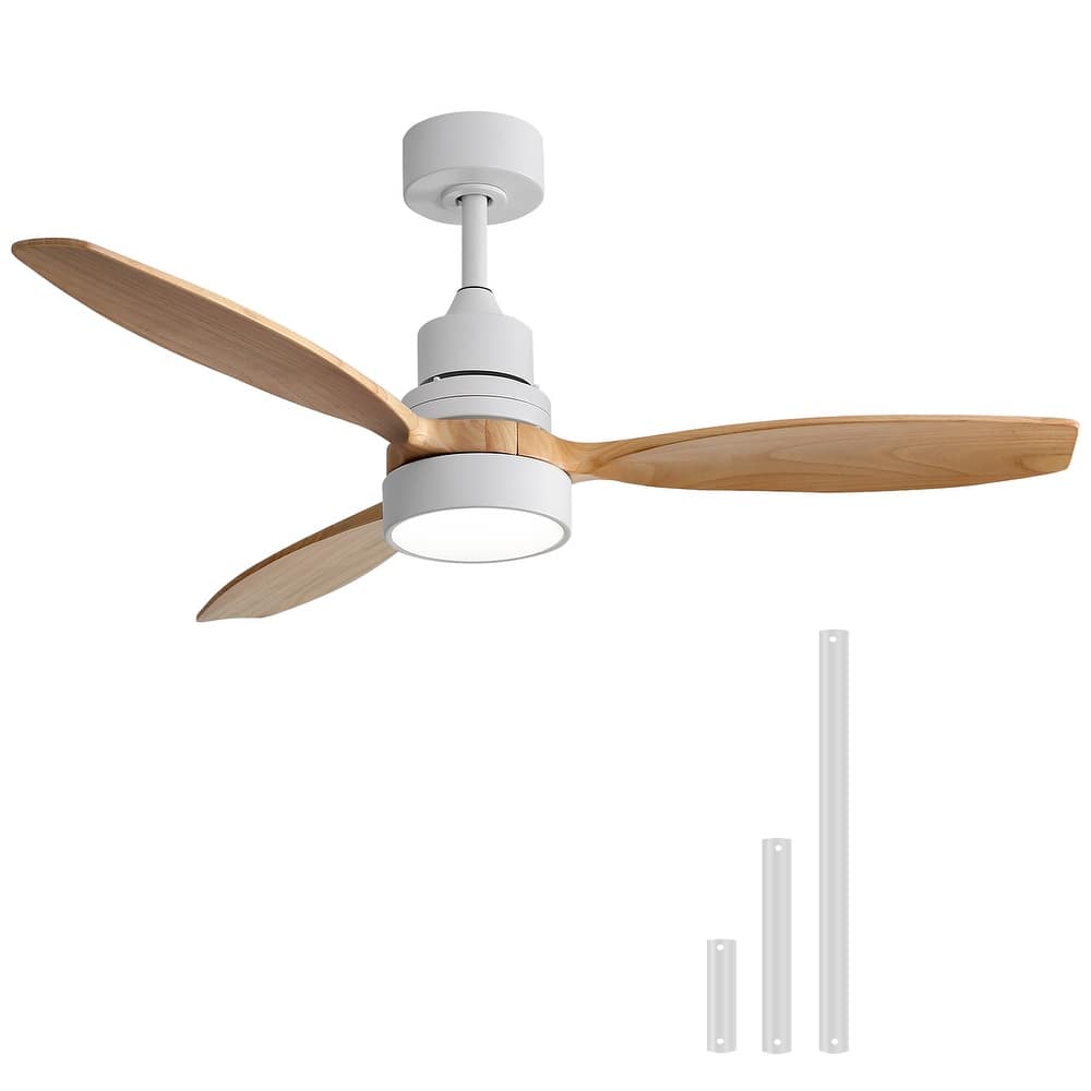 Sofucor 52" Indoor Ceiling Fan 3 Solid Wood Blades, with Light, Remote Control, Integrated Light Optional