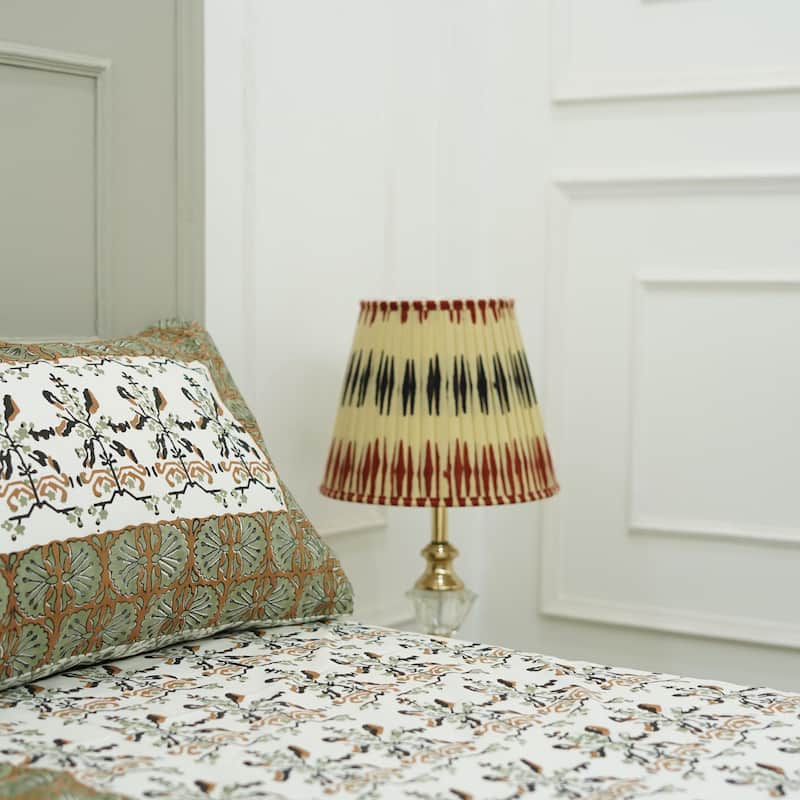 Fabdivine Cotton Hand Block Floral Flat Sheet Bed Room Home Décor Accent Gift