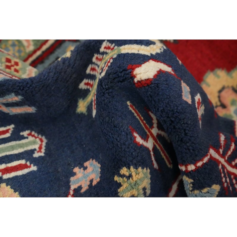 Hand Knotted Oriental 100% Wool Carpet Traditional Medallion Navy Blue & Blues Heriz Area Rug - 8' 8'' X 6' 3''