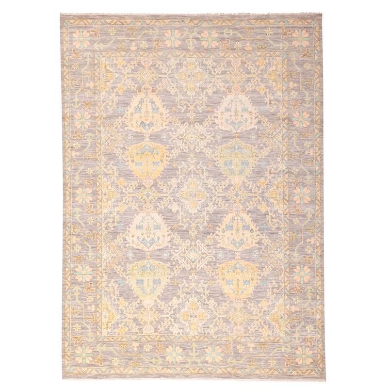 ECARPETGALLERY Hand-knotted Modern Oushak Grey Wool Rug - 10'2 x 13'9