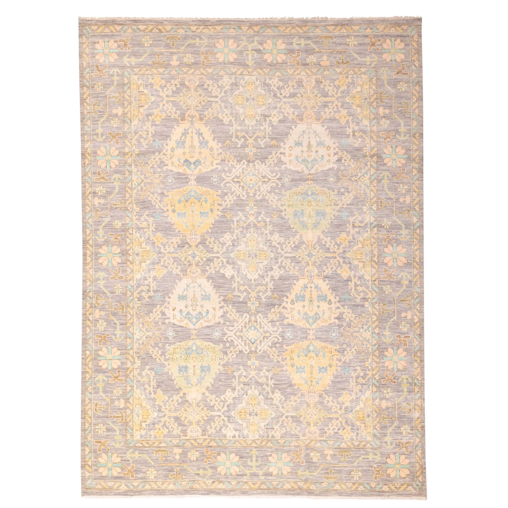 ECARPETGALLERY Hand-knotted Modern Oushak Grey Wool Rug - 10'2 x 13'9