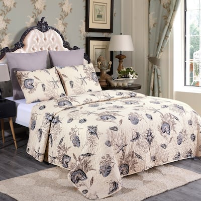 3 Piece Retro Printed Reversible Quilt Set