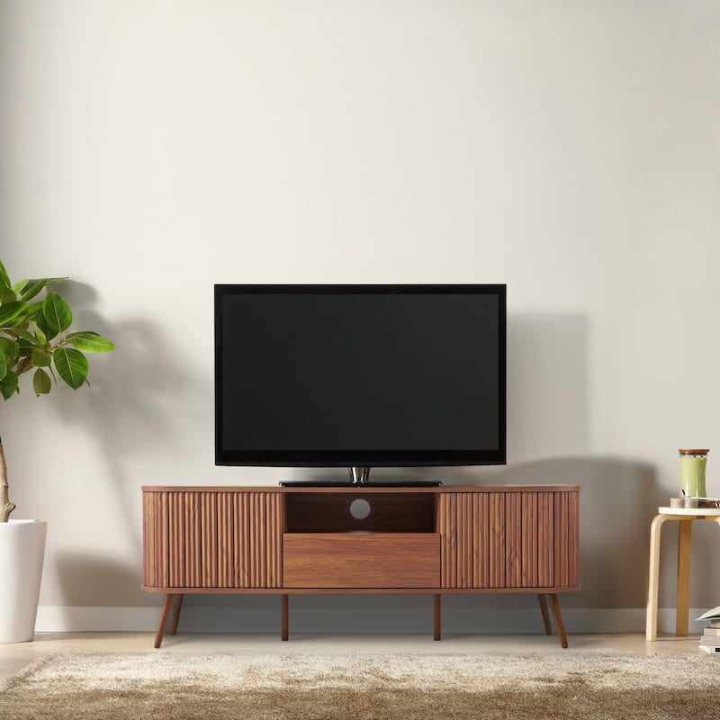 Finley 70 in. Farmhouse Curved TV Stand with Drawer and Storage Doors Fits TVs up to 75 in. with Cable Management, by JONATHAN Y