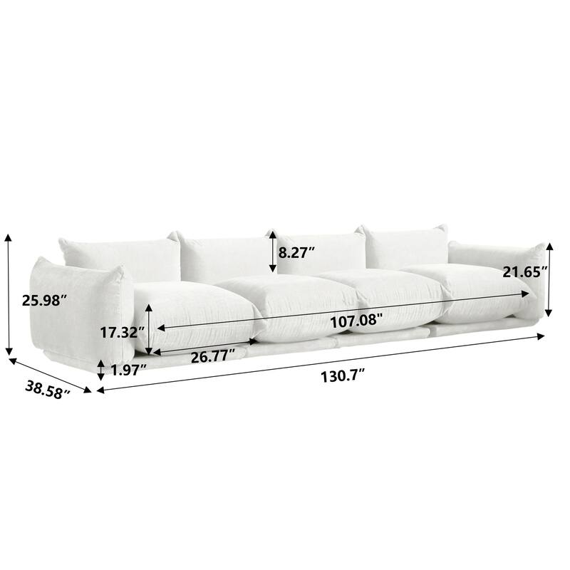 4-Seats Modular Sectional Sofa Chenille Fabric Sofa
