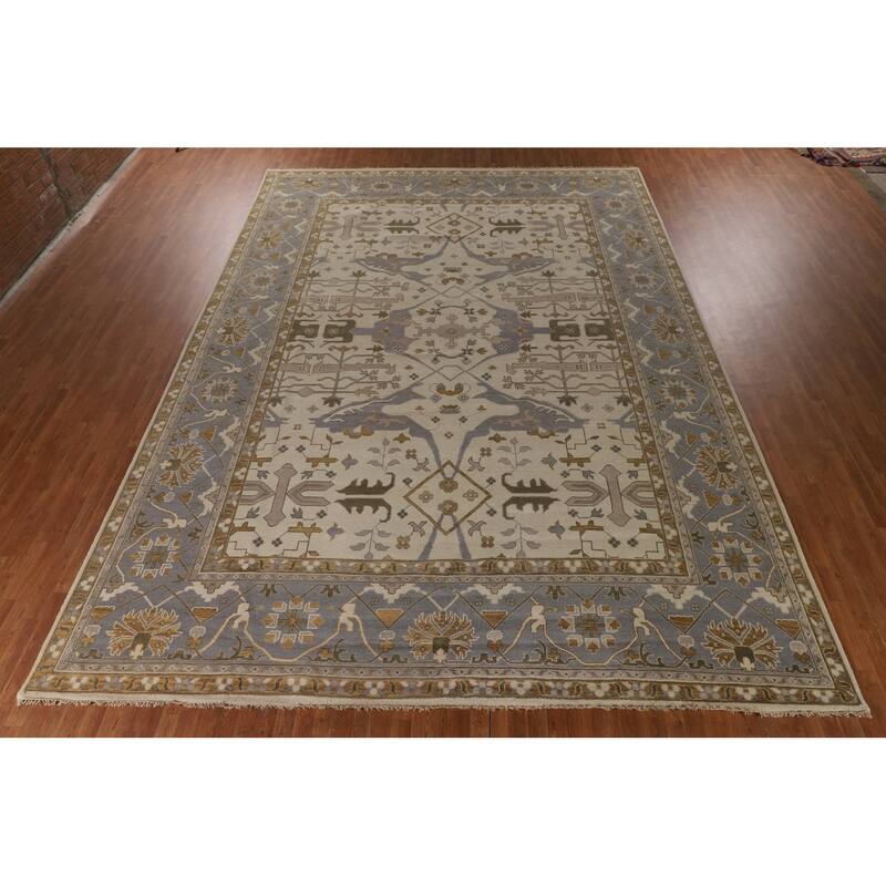 Large Oushak Oriental Area Rug Hand-Knotted Wool Carpet - 12'2" x 17'7"