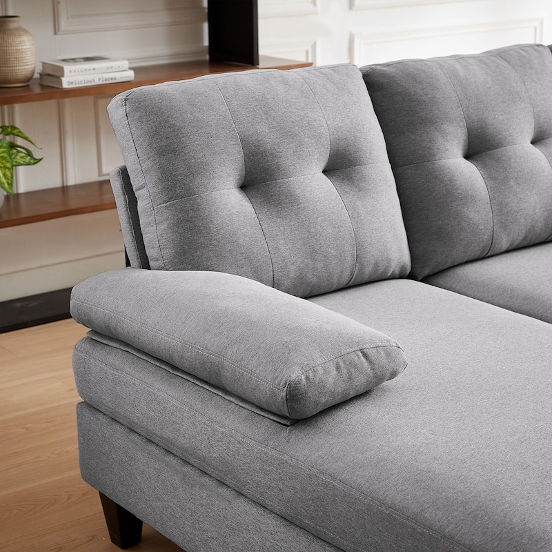 4 Seat U Shaped Sectional Sofa Couch with Double Chaise for Living Room