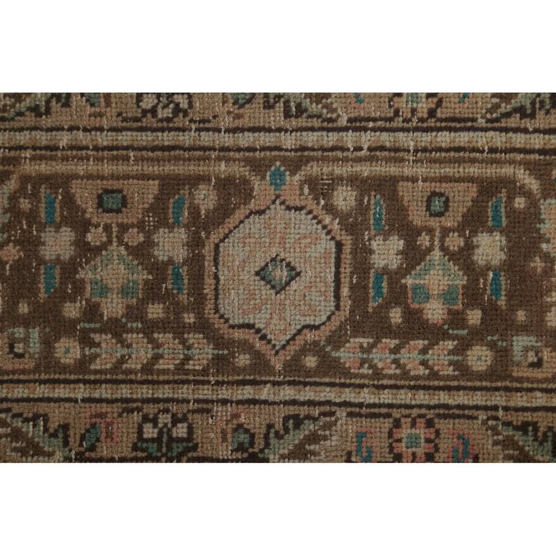 Pink Geometric Tabriz Persian Vintage Area Rug Handmade Wool Carpet - 6'8"x 9'6"