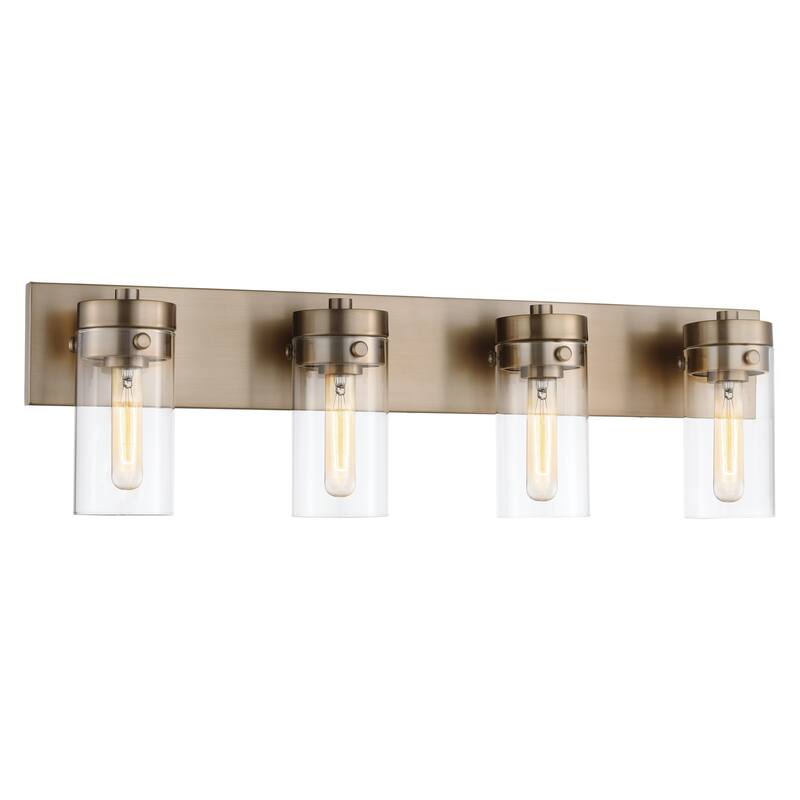 Intersection 4 Light Vanity Burnished Brass with Clear Glass